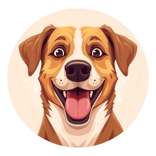 12 Avatar cartoon chien joyeux pour profil Winamax, design fun et coloré, parfait pour boutique en ligne, idéal pour personnaliser un compte joueur de poker.