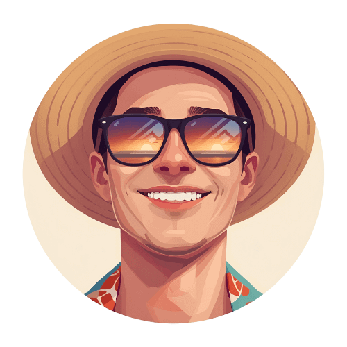 13 Avatar cartoon “Le Touriste” pour profil Winamax, style fun et décontracté, idéal pour boutique en ligne, parfait pour personnaliser un compte joueur de poker.